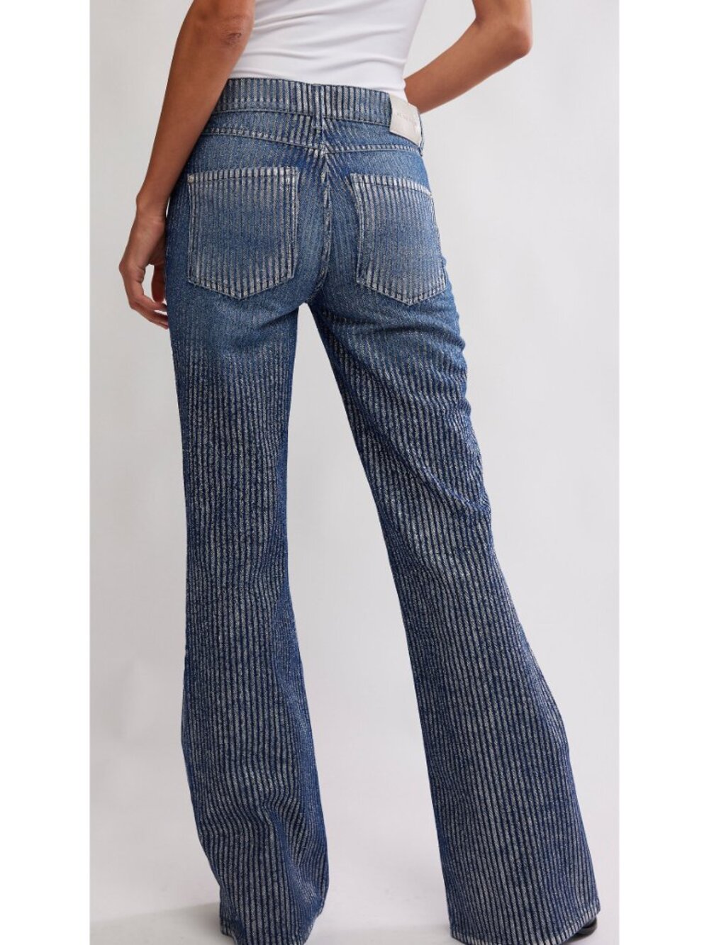 FREE PEOPLE We The Free West Coast Metallic Jeans / Country Blue - Picture 3 of 6